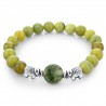 Contas de pedra natural verde / elefante de prata - pulseira
