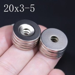 N35 - ímã de neodímio - disco forte - 20mm * 3 mm - com furo de 5mm