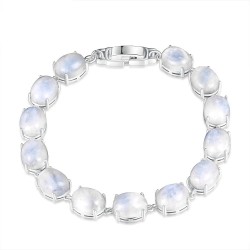 Pulseira elegante - pedra natural do luar - prata de lei 925