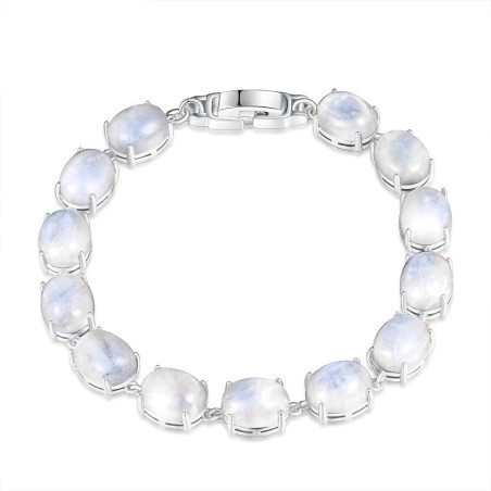 Pulseira elegante - pedra natural do luar - prata de lei 925
