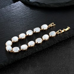 Pulseira elegante - pedra natural do luar - prata de lei 925