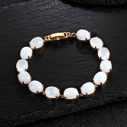 Pulseira elegante - pedra natural do luar - prata de lei 925