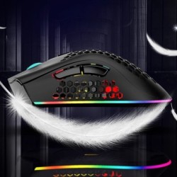 BM600 - mouse para jogos RGB sem fio - design de favo de mel - recarregável - USB - 2.4G