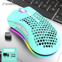 BM600 - mouse para jogos RGB sem fio - design de favo de mel - recarregável - USB - 2.4G