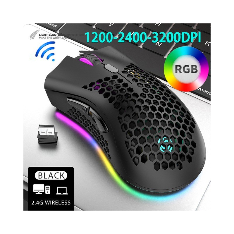 BM600 - wireless RGB gaming mouse - honeycomb design - rechargeable - USB - 2.4GMouses