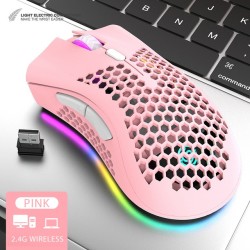BM600 - mouse para jogos RGB sem fio - design de favo de mel - recarregável - USB - 2.4G