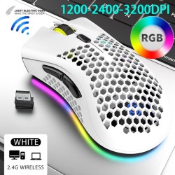 BM600 - mouse para jogos RGB sem fio - design de favo de mel - recarregável - USB - 2.4G