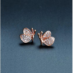 Brincos com borboletas de diamantes - prata de lei 925
