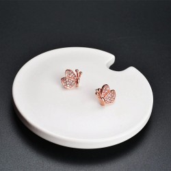 Brincos com borboletas de diamantes - prata de lei 925