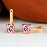 Brincos elegantes em ouro - com zircônias quadradas