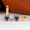 Brincos elegantes em ouro - com zircônias quadradas