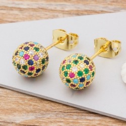 Brincos em forma de bola - com cristais coloridos