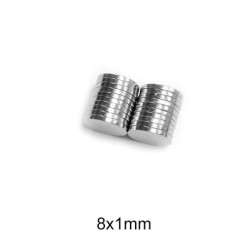 N35 - ímã de neodímio - disco redondo - 8mm * 1mm