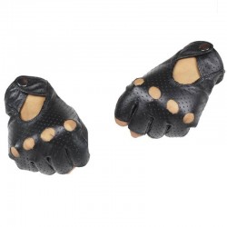 Luvas sem dedos de couro - estilo punk - unissex