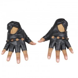 Luvas sem dedos de couro - estilo punk - unissex