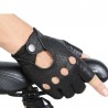 Luvas sem dedos de couro - estilo punk - unissex