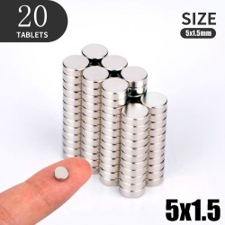 N35 - ímã de neodímio - disco forte - 5mm * 1,5mm - 20 peças