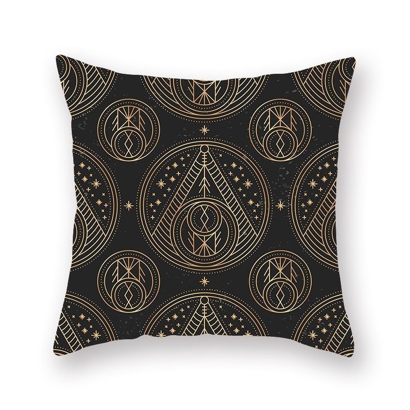 Capa de almofada preta - padrão bronze dourado - 45cm * 45cm