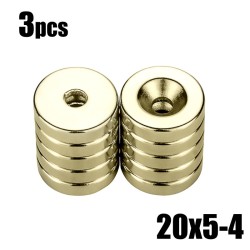 N35 - ímã de neodímio - disco forte - 20mm * 5mm - com furo de 4mm - 3 peças