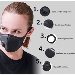 Máscara de proteção facial / bucal - antipoeira - antipoluição - com válvula de ar - reutilizável