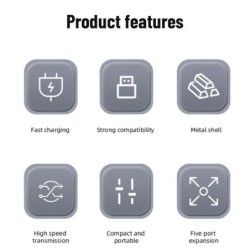 5 in 1 HUB - Type-C - USB 2.0 / 3.0 - 3.5mm jack - splitter - adapterHubs