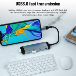 5 in 1 HUB - Type-C - USB 2.0 / 3.0 - 3.5mm jack - splitter - adapterHubs