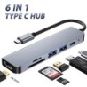 HUB 6 em 1 - tipo C - USB 3.0 - compatível com HDMI - divisor - adaptador