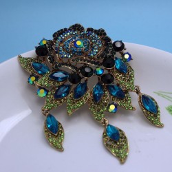 Grande broche de flor de cristal colorido