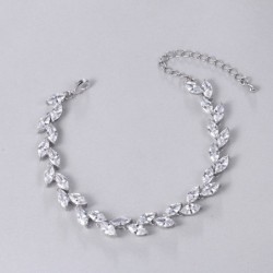 Pulseira de prata com folhas de cristal