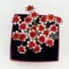 Silver hair pins - red rose / crystals - 20 piecesHair clips