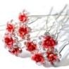 Alfinetes de cabelo prateados - rosas coloridas / cristais - 20 peças