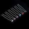 Alfinetes de cabelo prateados - rosas coloridas / cristais - 20 peças