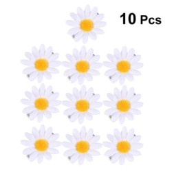 Grampos de cabelo decorativos - margaridas brancas - 10 peças