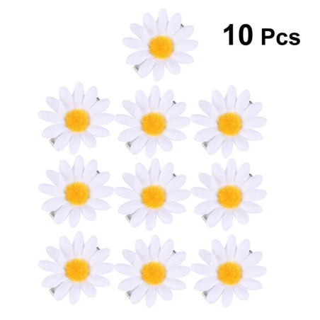 Grampos de cabelo decorativos - margaridas brancas - 10 peças