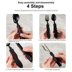 4 in 1 multifunction foldable cutlery - fork - spoon - knife - bottle openerSurvival tools