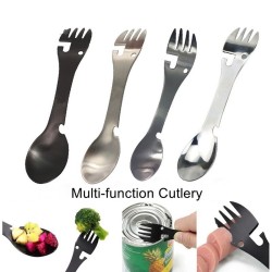 Talheres de aço inoxidável multifunções - colher - garfo - faca - abridor de garrafas / latas
