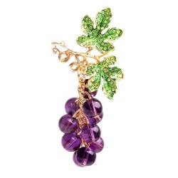 Uvas roxas de vidro - broche de cristal