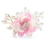 Flor de cristal com pérolas - broche