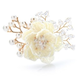 Flor de cristal com pérolas - broche