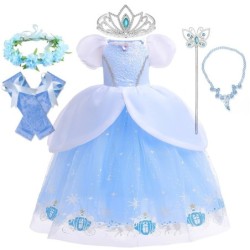 Vestido azul princesa - fato de menina
