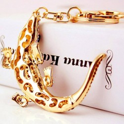Crocodilo de cristal - chaveiro de metal