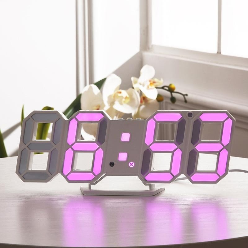 Modern 3D wall clock - LED - digital alarm clock - with lightClocks