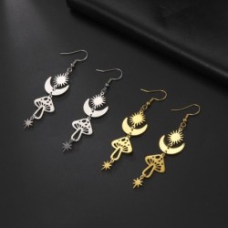 Brincos longos da moda - cogumelo / estrelas / lua