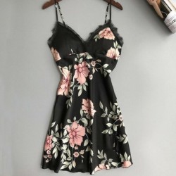 Camisa de pijama floral sexy - minivestido