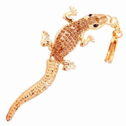 Crocodilo dourado cristal - chaveiro