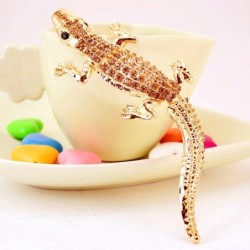 Crocodilo dourado cristal - chaveiro