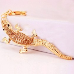 Crocodilo dourado cristal - chaveiro