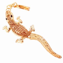 Crocodilo dourado cristal - chaveiro