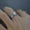 Buddhist heart sutra ring - lotus - silver - resizable - unisexRings