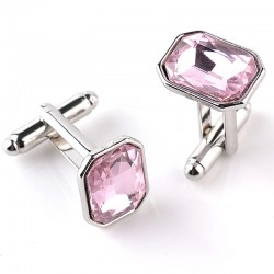Abotoaduras de metal - com cristal rosa
